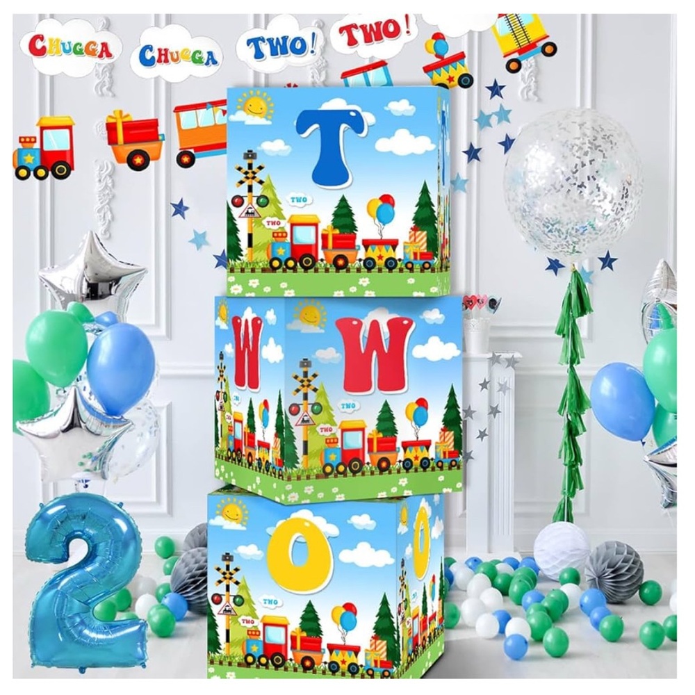 Chugga Chugga Two Two Balloon Boxes Train, 3 pc.,2nd Birthday Party Supplies